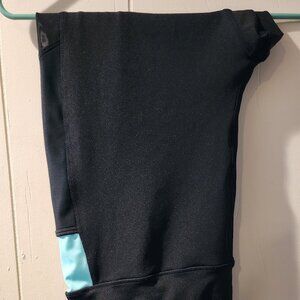 Pop Fit Black Leggings 3XL Blue Accent High Waist Activewear Plus Size Workout P